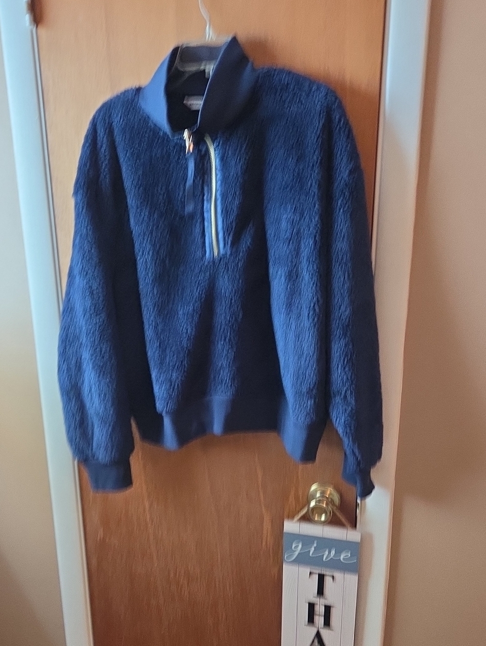 Sonoma Woman's Navy Sherpa Zip Pullover